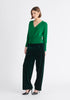Paisie Button Knitted Wrap Top in Green